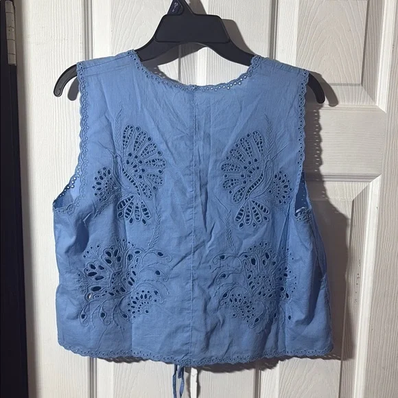 Free People Blue Tie Front Embellished Blouse - Picture 5 of 5